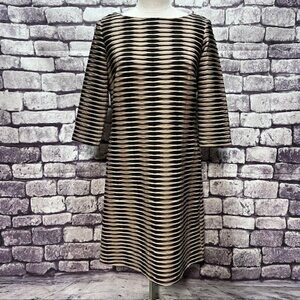Emma & Michele Black & Khaki 3/4 Sleeve Dress Size L